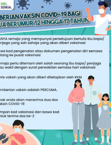 Pemberian Vaksin COVID-19 Bagi Remaja Berumur 12 Hingga 17 Tahun